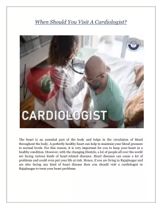 When Should You Visit A Cardiologist?
