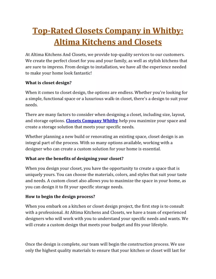 top rated closets company in whitby altima