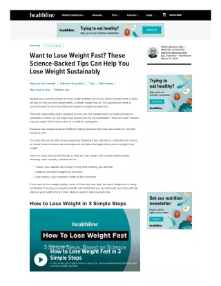 Want to Lose Weight Fast These Science-Backed Tips Can Help You Lose Weight Sustainably