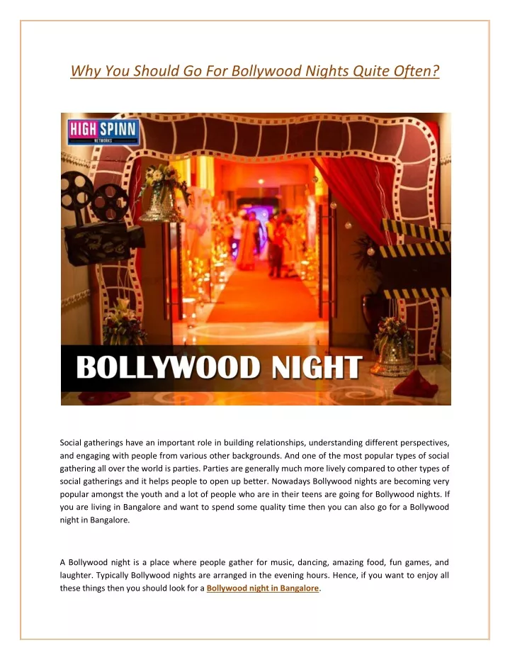 why you should go for bollywood nights quite often