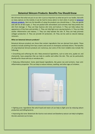 Botanical Skincare Products: Benefits You Should Know