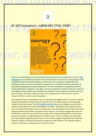 #1 SAP Evaluation|  1(800) 683-7745| 30067