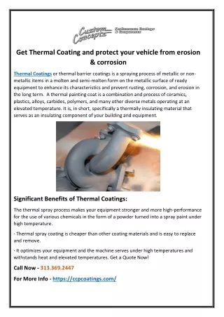 Get Thermal Coating and protect your vehicle from erosion