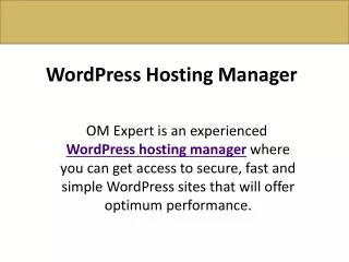 WordPress Hosting Manager
