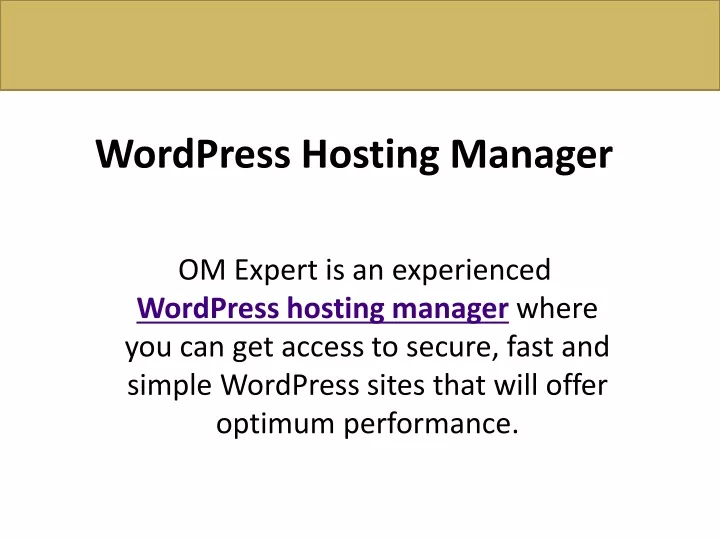 wordpress hosting manager