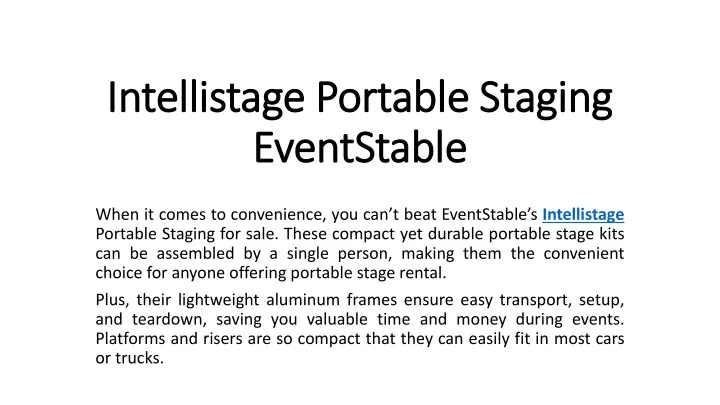 intellistage portable staging eventstable