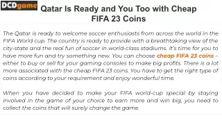 Qatar is ready and you too with cheap  fifa 23 coins