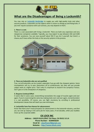 what are the disadvantages of being a locksmith