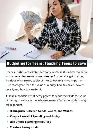 budgeting for teens teaching teens to save