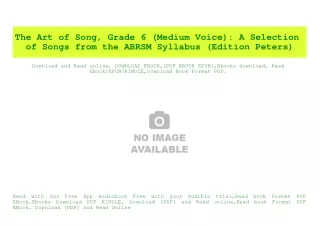 (READ)^ The Art of Song  Grade 6 (Medium Voice) A Selection of Songs from the ABRSM Syllabus (Edition Peters) [PDF EPuB