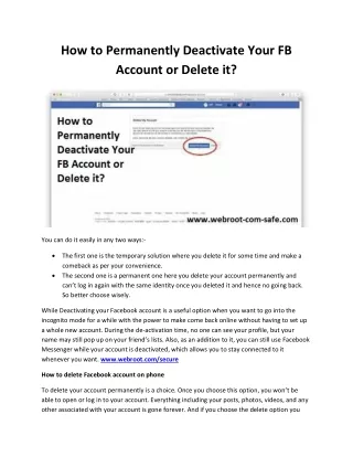 how to permanently deactivate your fb account