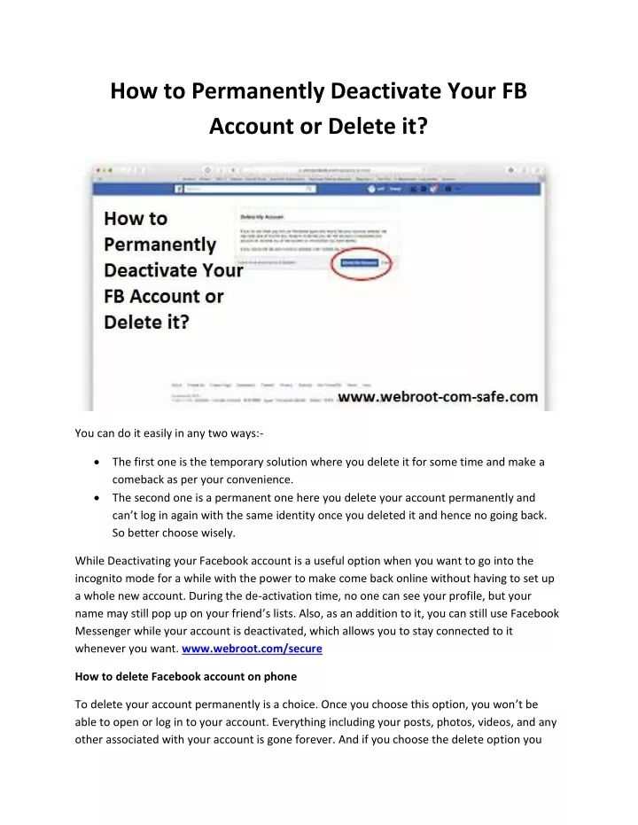 how to permanently deactivate your fb account