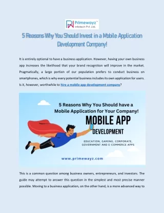 5 Reasons Why You Should Invest in a Mobile Application Development Company!