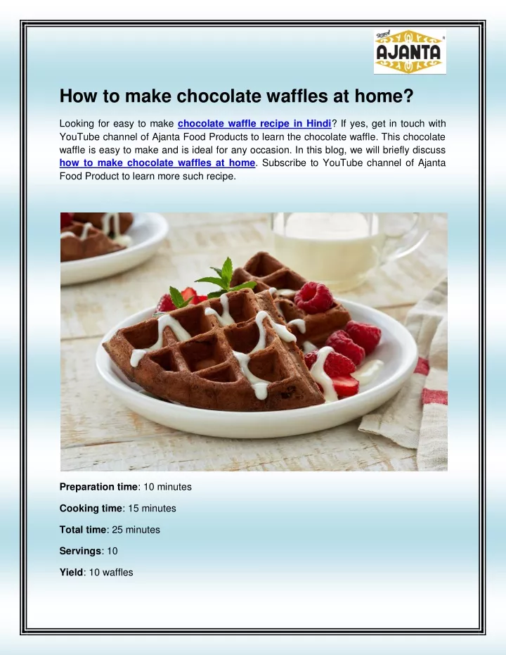 how to make chocolate waffles at home