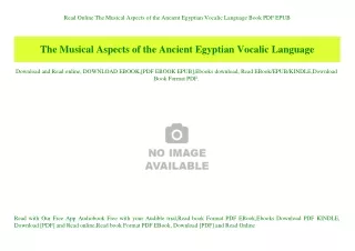 Read Online The Musical Aspects of the Ancient Egyptian Vocalic Language Book PDF EPUB