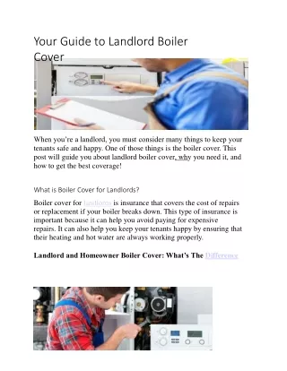 Your Guide to Landlord Boiler Cover
