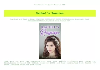 ReadOnline Rachel's Reunion PDF