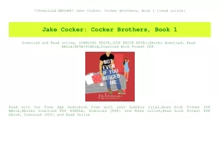 Download EBOoK@ Jake Cocker Cocker Brothers  Book 1 {read online}