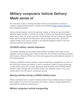 military computers vehicle delivery made sense of
