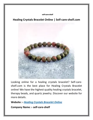 Healing Crystals Bracelet Online | Self-care-shelf.com