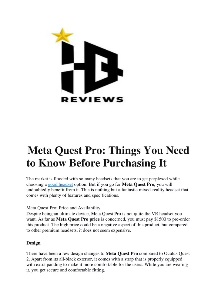 meta quest pro things you need to know before