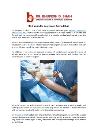 Best Vascular Surgeon in Ahmedabad