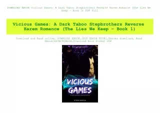 DOWNLOAD EBOOK Vicious Games A Dark Taboo Stepbrothers Reverse Harem Romance (The Lies We Keep - Book 1) PDF Full