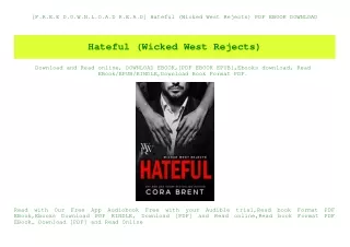 [F.R.E.E D.O.W.N.L.O.A.D R.E.A.D] Hateful (Wicked West Rejects) PDF EBOOK DOWNLOAD
