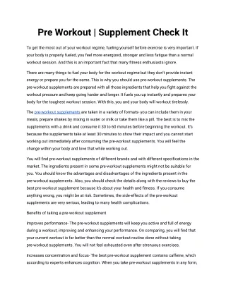 Pre Workout _ Supplement Check It