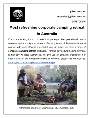 Most refreshing corporate camping retreat in Australia