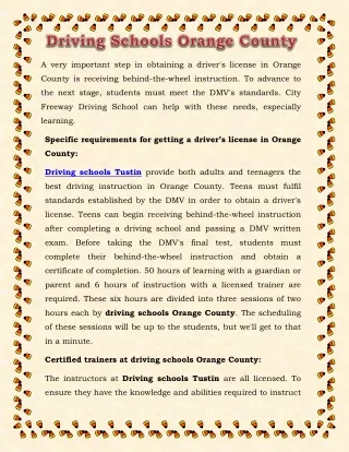 Driving Schools Orange County