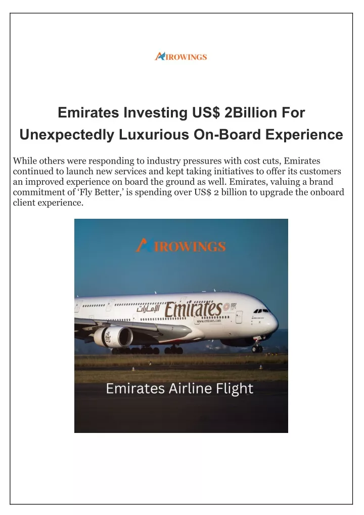 emirates investing us 2billion for unexpectedly