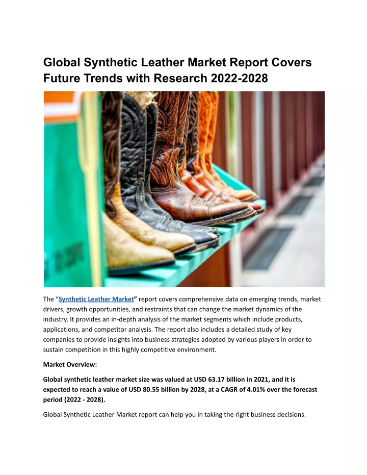 global synthetic leather market report covers