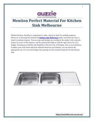 Mention Perfect Material For Kitchen Sink Melbourne