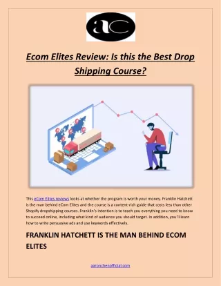 Ecom Elites Review Is this the Best Drop Shipping Course