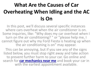what are the causes of car overheating when idling and the ac is on