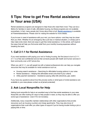 5 Tips How to get Free Rental assistance in Your area (USA)