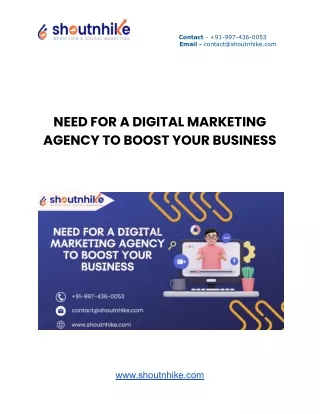 NEED FOR A DIGITAL MARKETING AGENCY TO BOOST YOUR BUSINESS