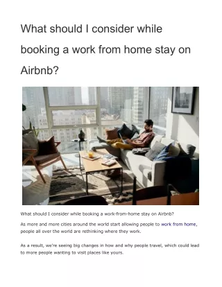 What should I consider while booking a work from home stay on Airbnb?