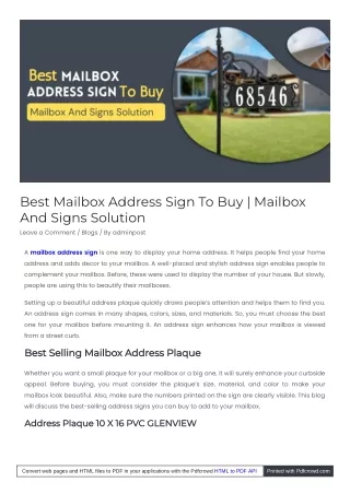 best mailbox address sign to buy mailbox