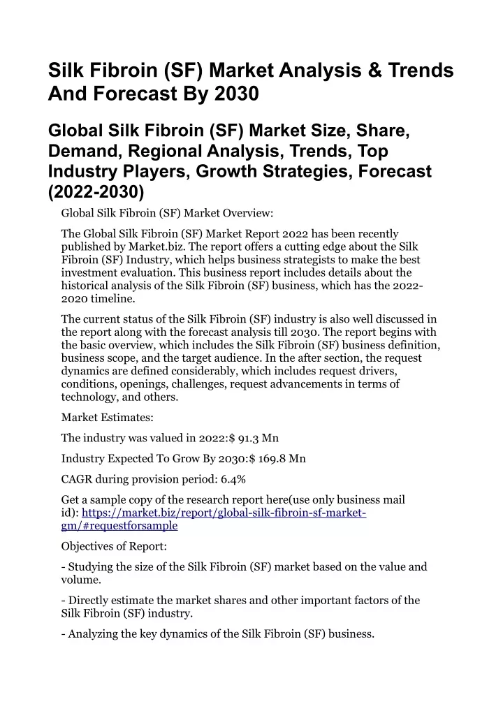 silk fibroin sf market analysis trends