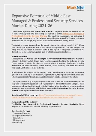 Expansive Potential of Middle East Managed & Professional Security Services Market During 2021-26.docx