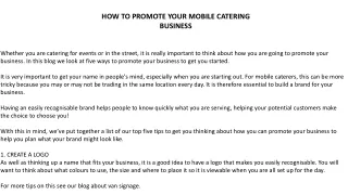 how to promote your mobile catering business