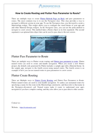 how to create routing and flutter pass parameter
