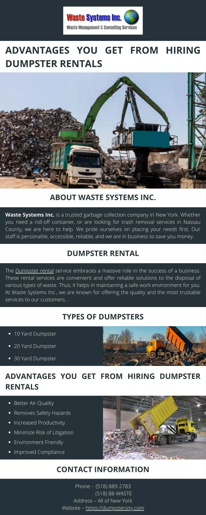 advantages you get from hiring dumpster rentals