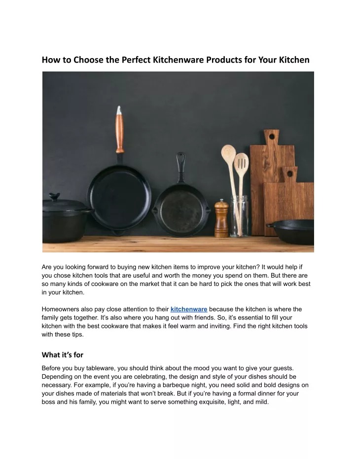 how to choose the perfect kitchenware products