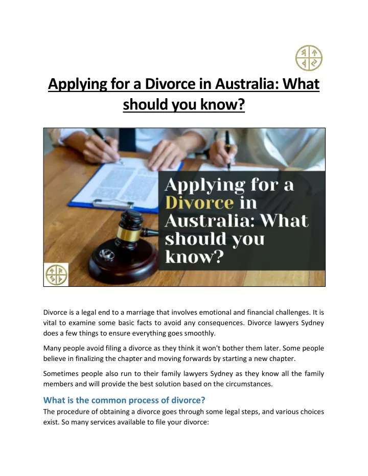 applying for a divorce in australia what should