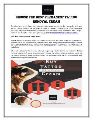 Choose the Best Permanent Tattoo Removal Cream