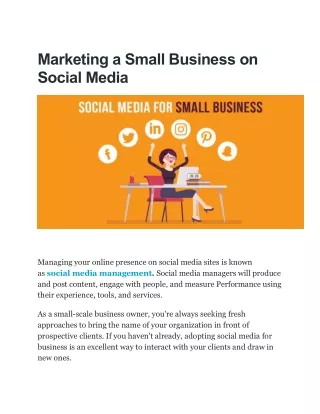 Marketing a Small Business on Social Media