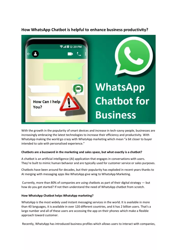how whatsapp chatbot is helpful to enhance